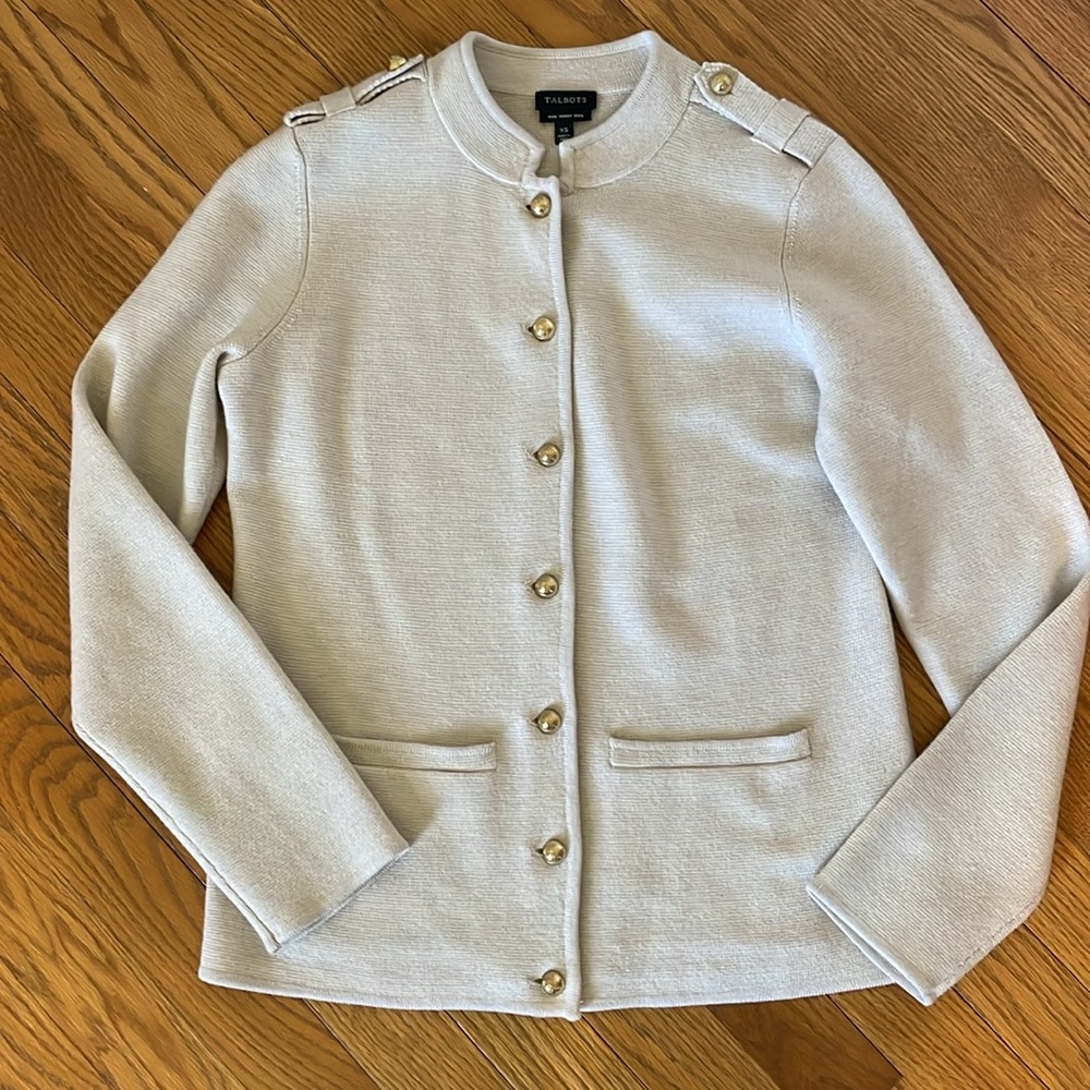 Talbots Merino Military Sweater Jacket 🧥